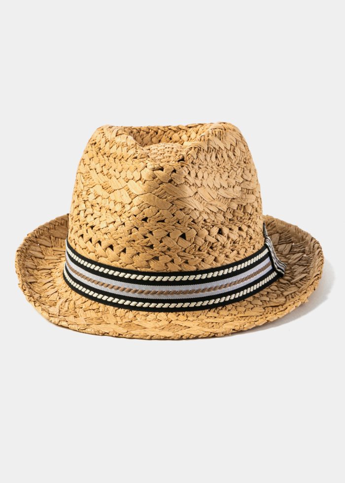 Brown Braided Fedora Hat - Image 3