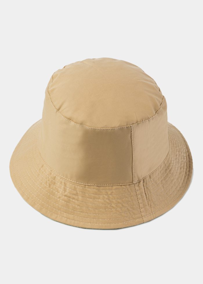 Double-Faced Bucket Hat Yellow Leaves Pattern & Beige - Image 2