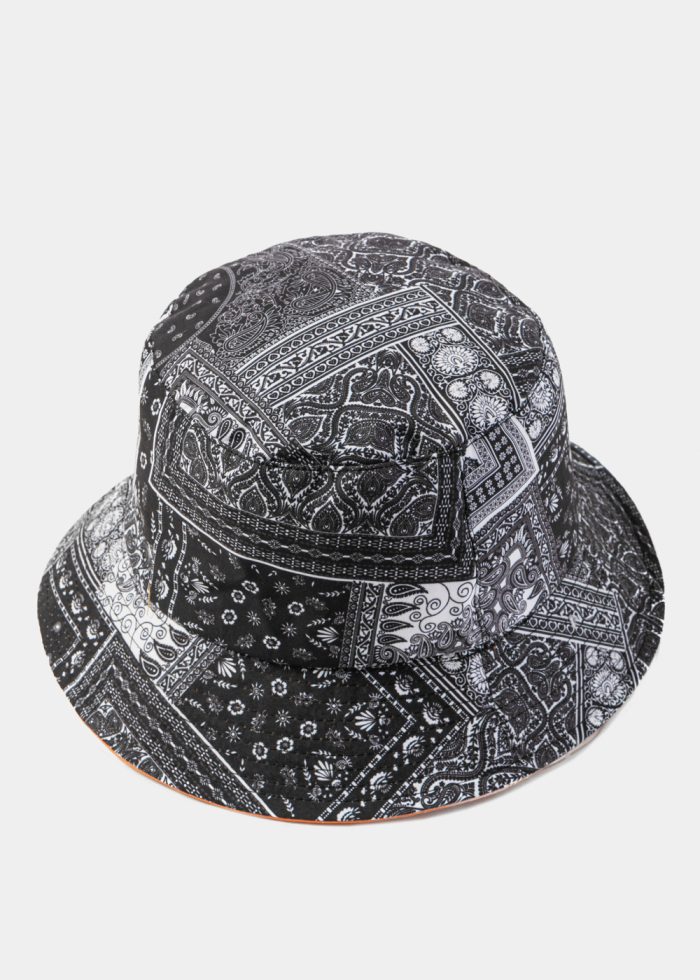 Double-Faced Bucket Hat Lahour Pattern & Light Orange - Image 3