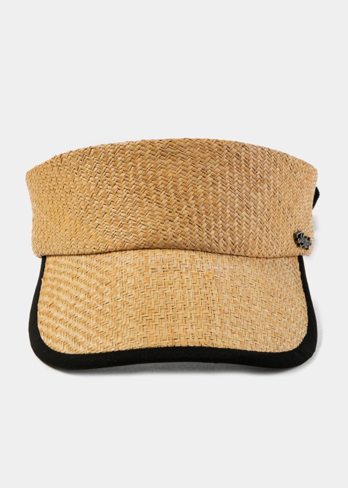 Raffia Natural Headband w/ Black Tie Ribbon - Image 3