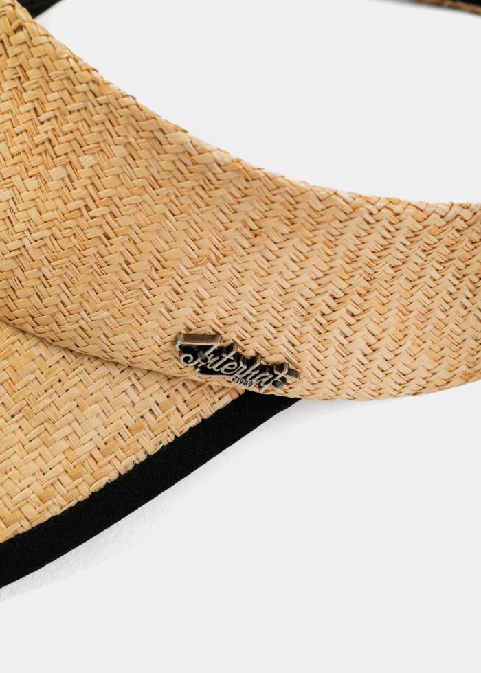 Raffia Natural Headband w/ Black Tie Ribbon - Image 5