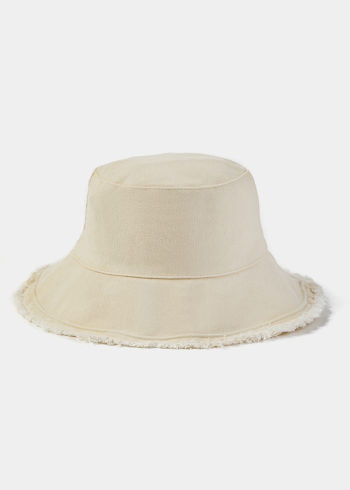 Cream Double-Faced Bucket Hat w/ Chin Strap - Image 2