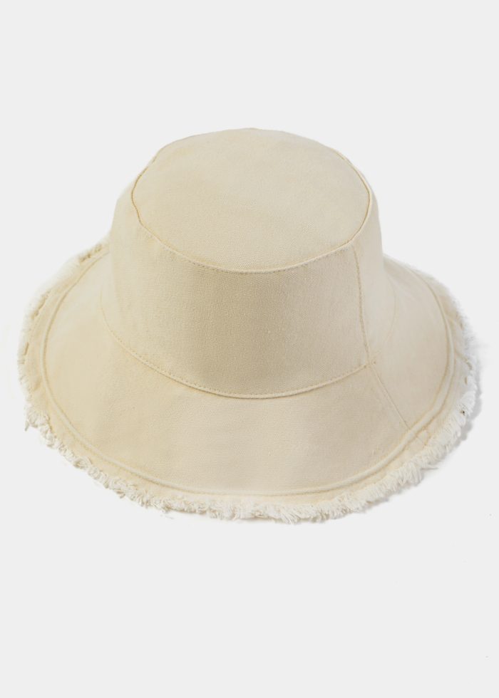 Cream Double-Faced Bucket Hat w/ Chin Strap - Image 3