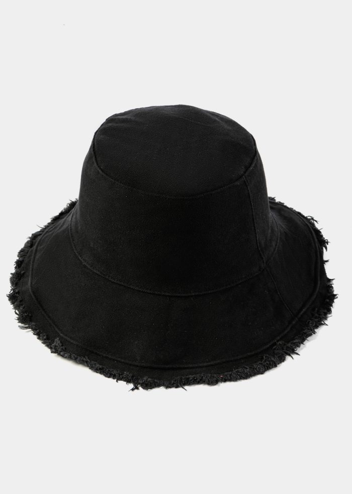 Black Double-Faced Bucket Hat w/ Chin Strap - Image 3