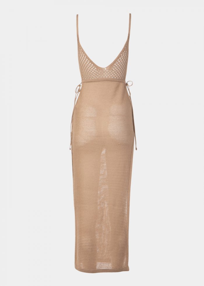 Beige Knitted Beachwear w/ Side Tears - Image 2