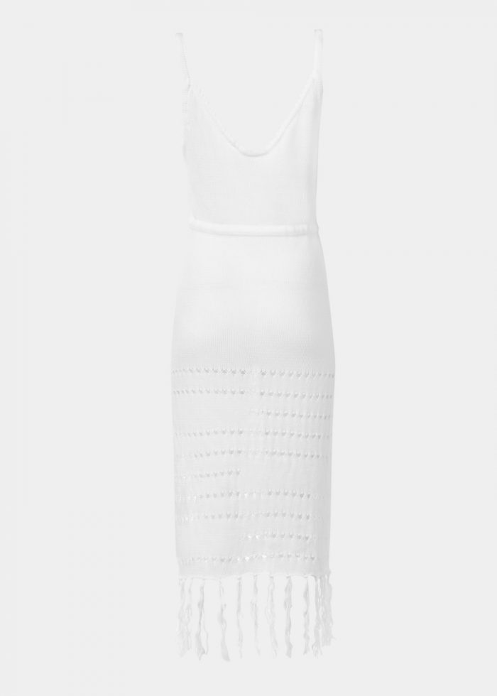 White Knitted Beachwear w/ Fringes - Image 2