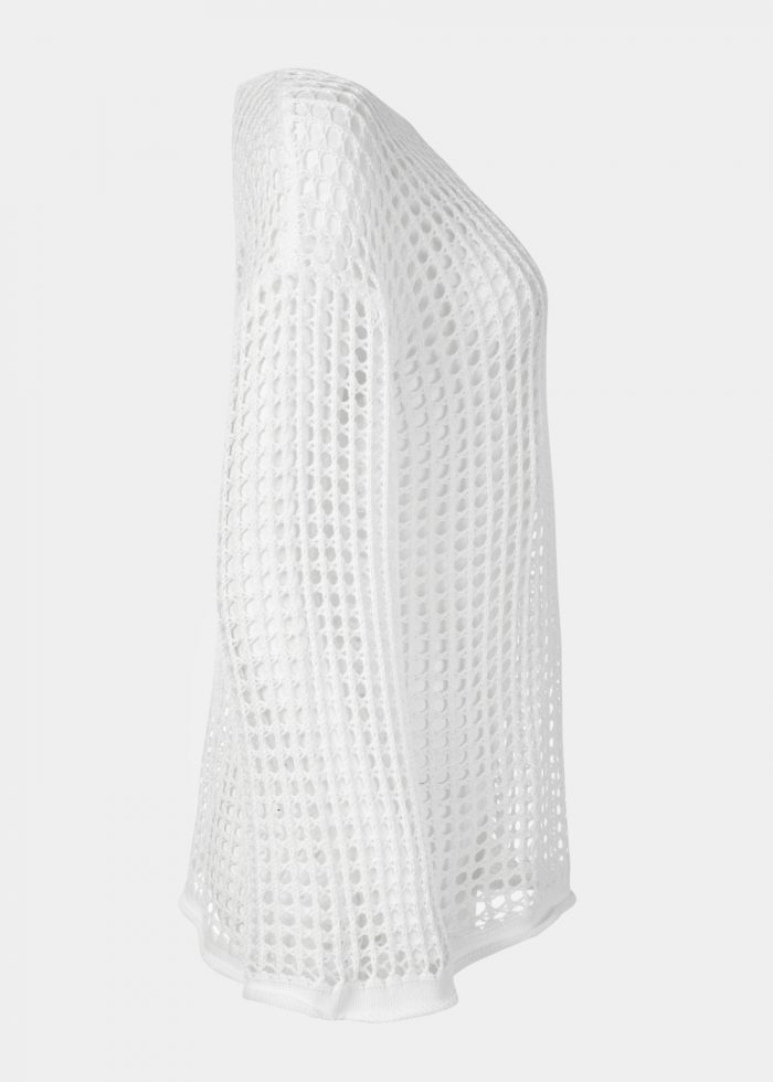 White Knitted Beachwear w/ Long Sleeves - Image 3