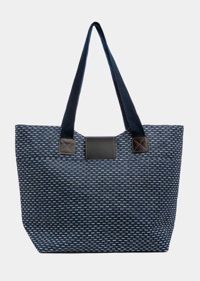 Blue Beach Bag w/ Leatherette Details - Image 2