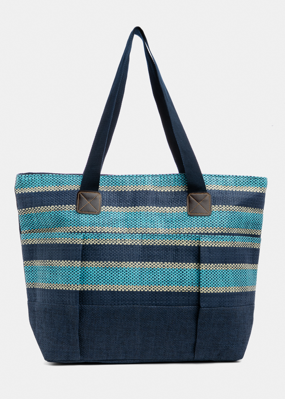 Blue Striped Beach Bag Blue Striped Beach Bag - Image 1