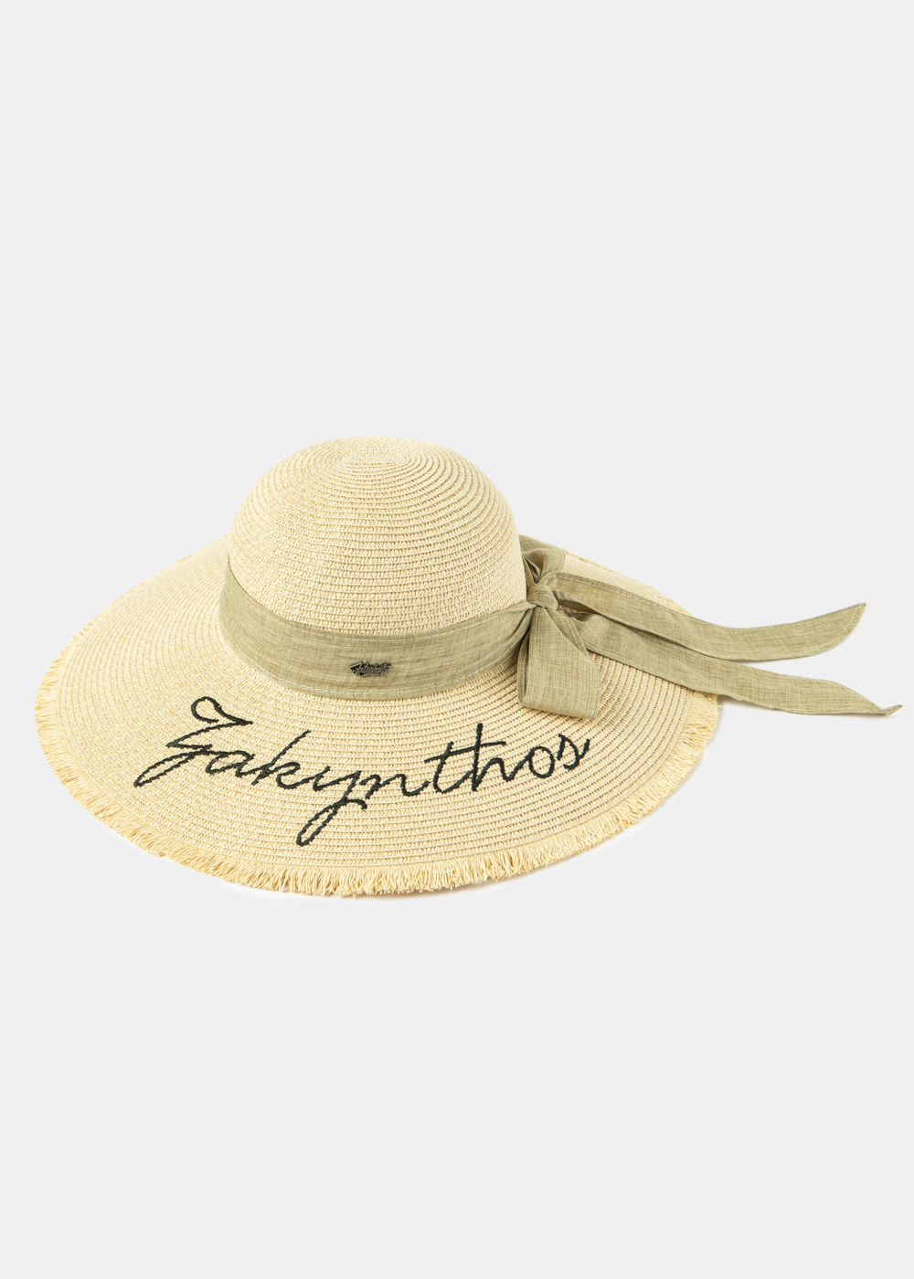 Beige "Zakynthos" Straw Hat w/ Beige Ribbon Beige "Zakynthos" Straw Hat w/ Beige Ribbon - Image 1