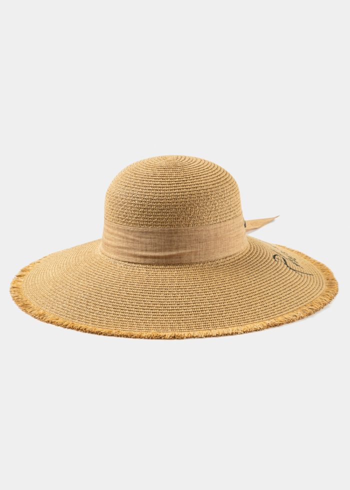 Brown "Rhodes" Straw Hat w/ Brown Ribbon - Image 2