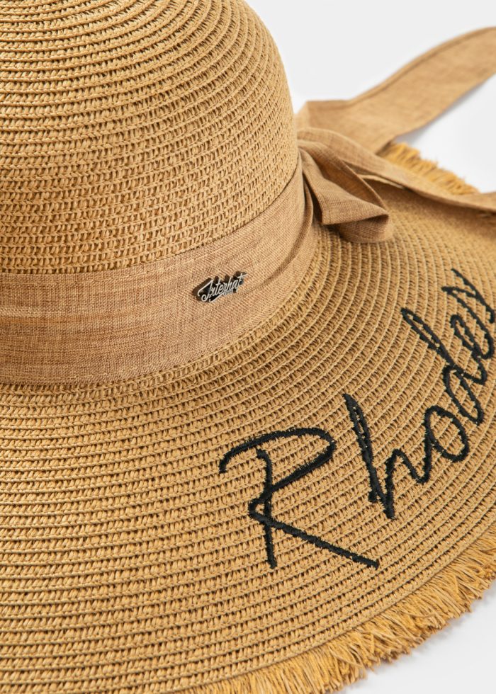 Brown "Rhodes" Straw Hat w/ Brown Ribbon - Image 3