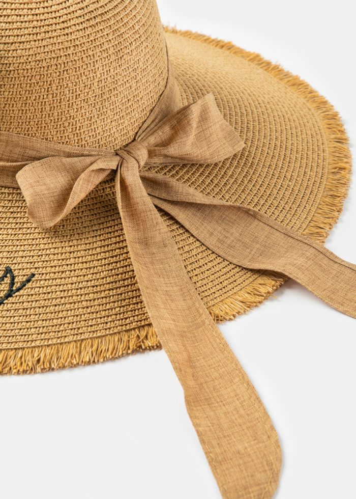 Brown "Rhodes" Straw Hat w/ Brown Ribbon - Image 4