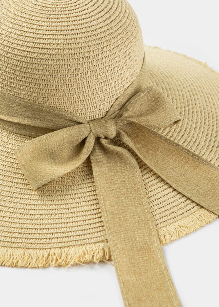 Beige "Rhodes" Straw Hat w/ Beige Ribbon - Image 4