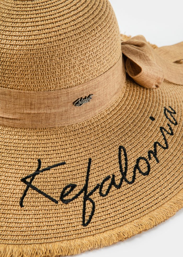 Brown "Kefalonia" Straw Hat w/ Brown Ribbon - Image 3
