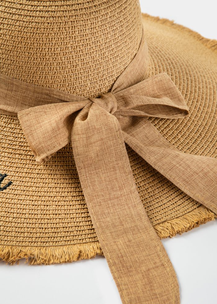 Brown "Kefalonia" Straw Hat w/ Brown Ribbon - Image 4
