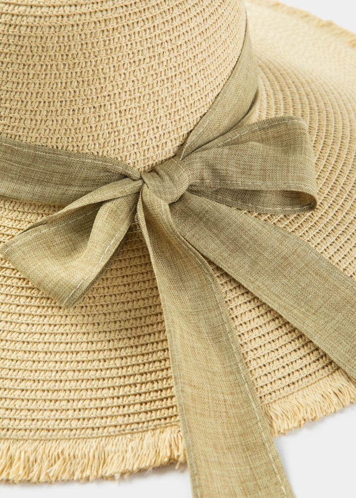 Beige "Kefalonia" Straw Hat w/ Beige Ribbon - Image 4