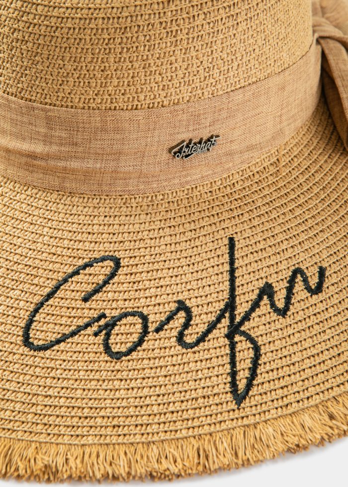 Brown "Corfu" Straw Hat w/ Brown Ribbon - Image 3