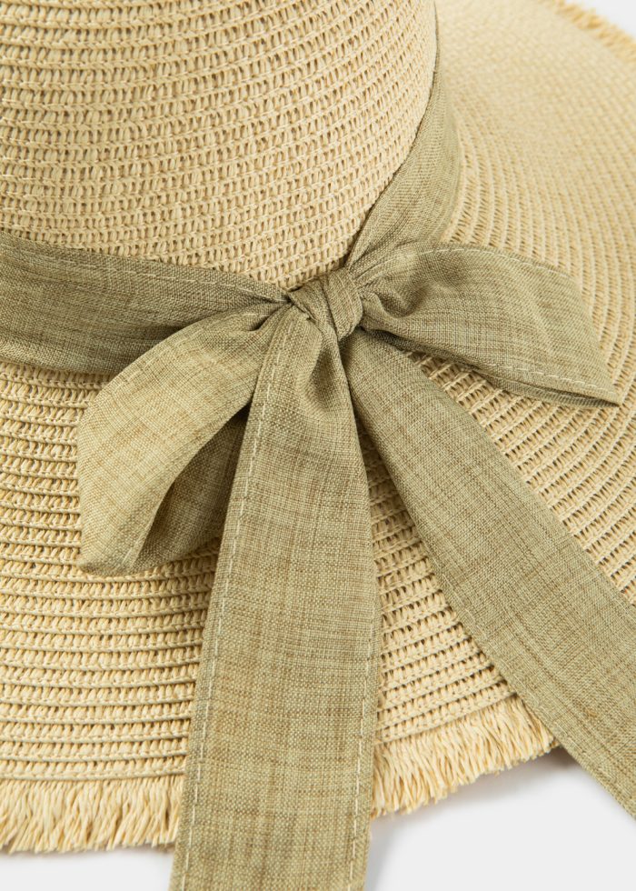 Beige "Corfu" Straw Hat w/ Beige Ribbon - Image 4