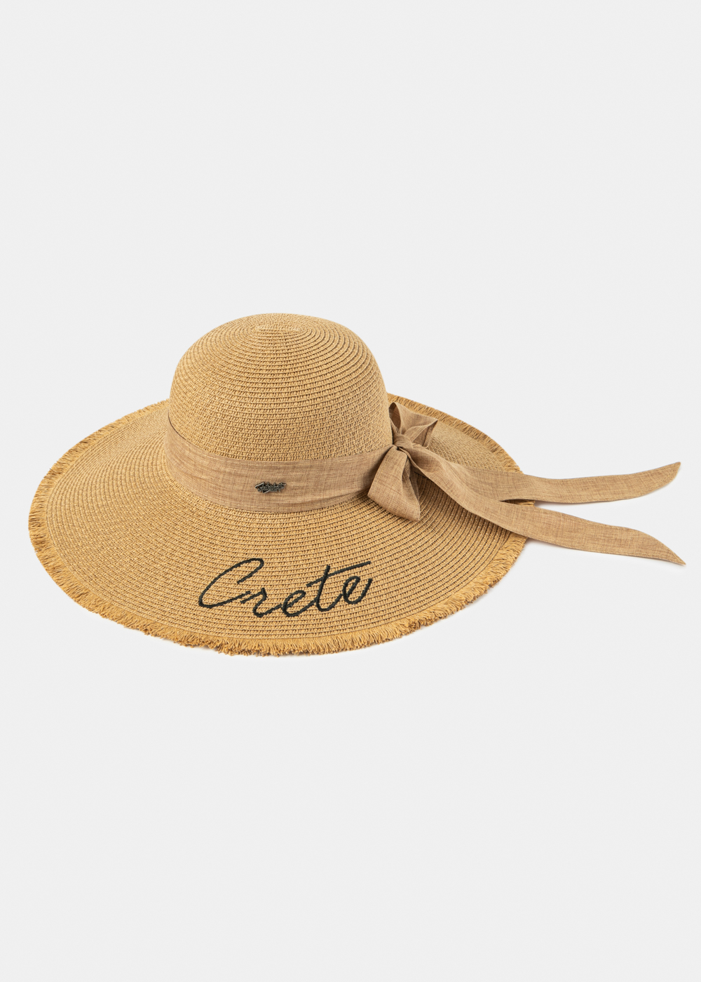 Brown "Crete" Straw Hat w/ Brown Ribbon Brown "Crete" Straw Hat w/ Brown Ribbon - Image 1