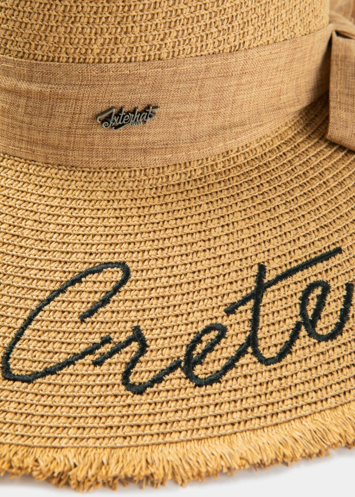 Brown "Crete" Straw Hat w/ Brown Ribbon - Image 3