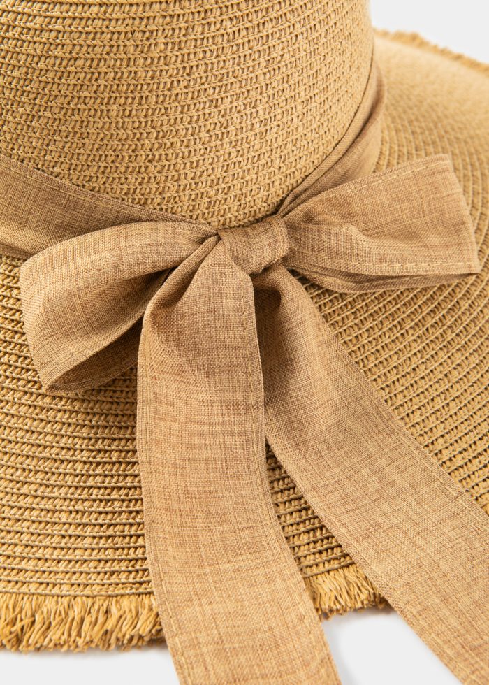Brown "Crete" Straw Hat w/ Brown Ribbon - Image 4