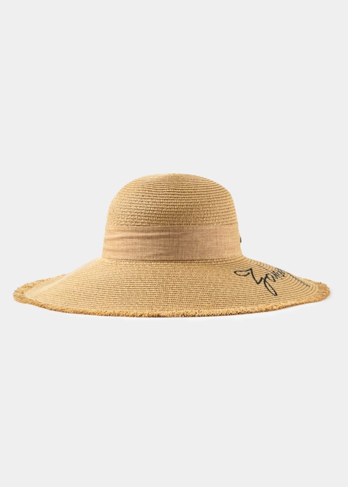 Brown "Zakynthos" Straw Hat w/ Brown Ribbon - Image 2