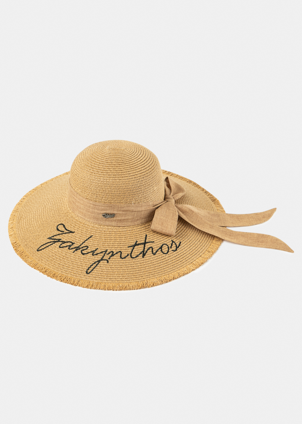Brown "Zakynthos" Straw Hat w/ Brown Ribbon Brown "Zakynthos" Straw Hat w/ Brown Ribbon - Image 1