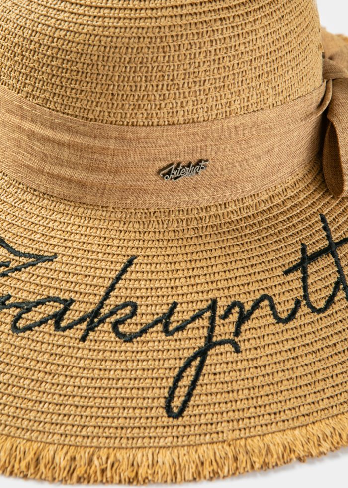 Brown "Zakynthos" Straw Hat w/ Brown Ribbon - Image 3