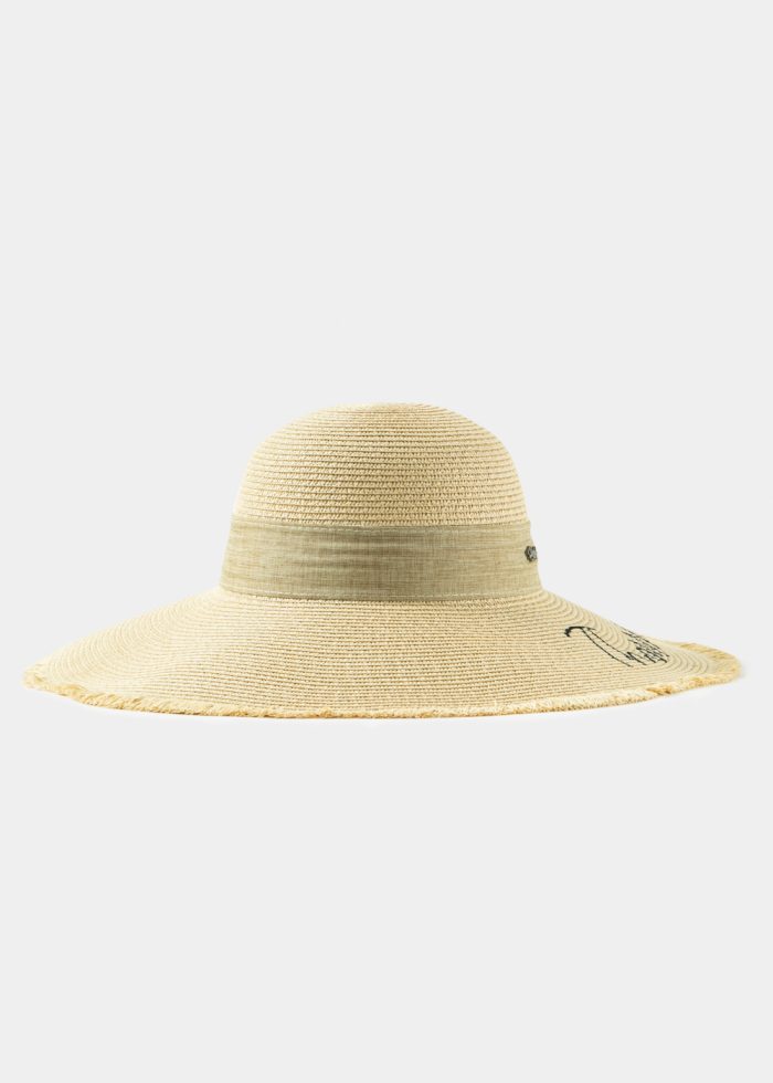 Beige "Thassos" Straw Hat w/ Beige Ribbon - Image 2