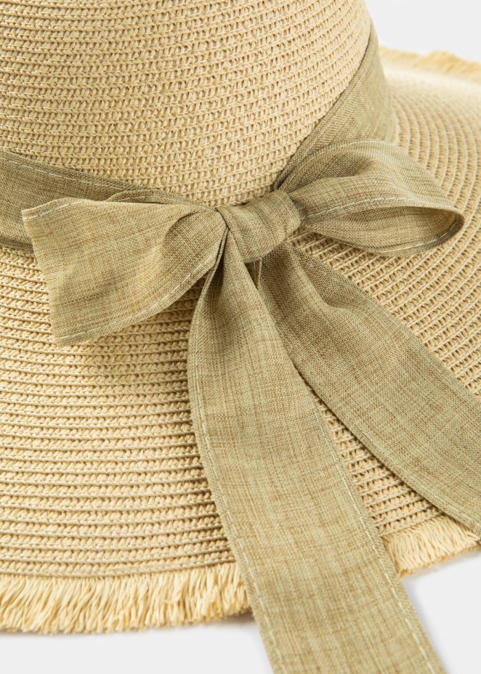 Beige "Thassos" Straw Hat w/ Beige Ribbon - Image 4