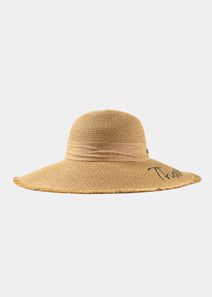 Brown "Thassos" Straw Hat w/ Brown Ribbon - Image 2