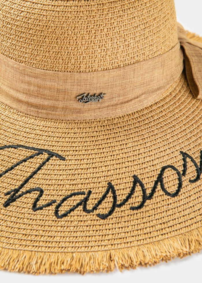 Brown "Thassos" Straw Hat w/ Brown Ribbon - Image 3