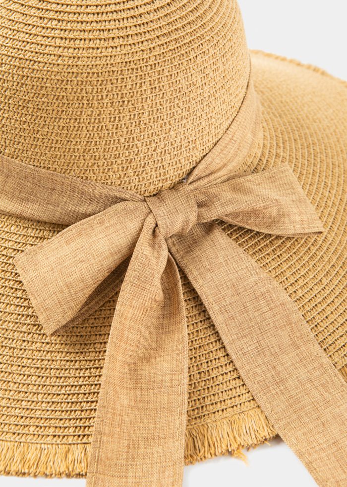 Brown "Thassos" Straw Hat w/ Brown Ribbon - Image 4
