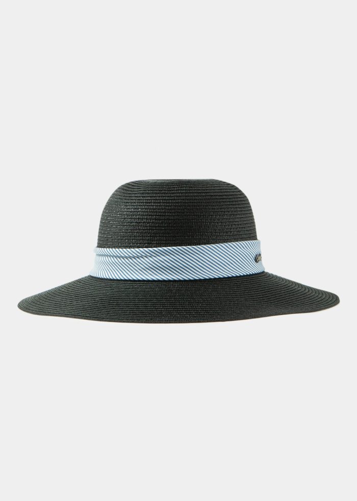 Black Straw Hat w/ mariner ribbon - Image 2