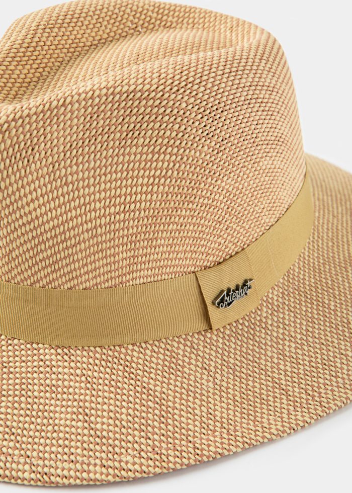 Brown Panama Style Hat w/ Olive Strap - Image 3
