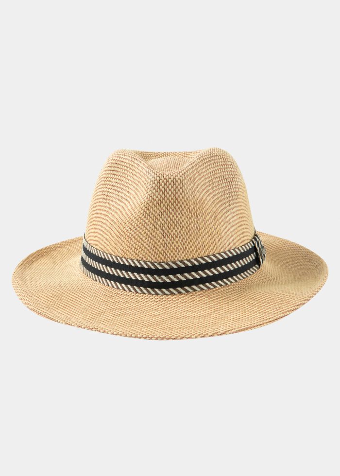 Brown Panama Style Hat w/ Black Strap - Image 3