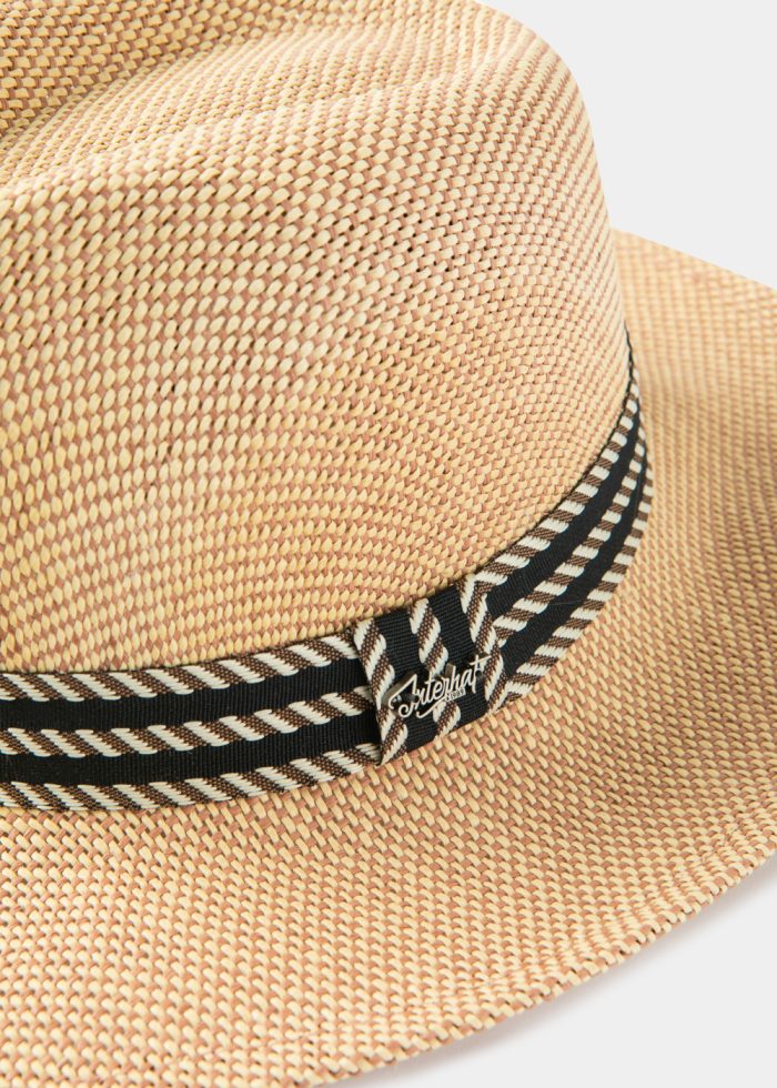 Brown Panama Style Hat w/ Black Strap - Image 4