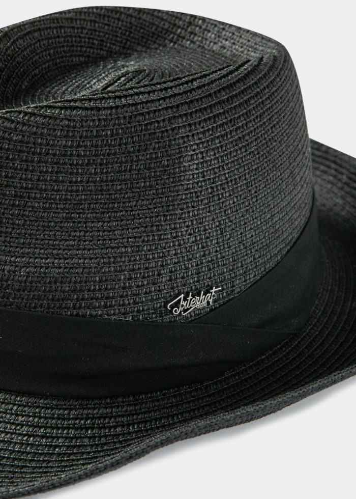 Black Fedora Hat w/ Black Hatband - Image 3