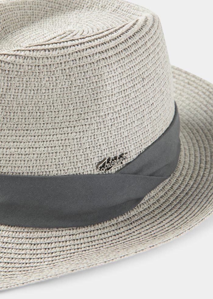 Grey Fedora Hat w/ Grey Hatband - Image 3