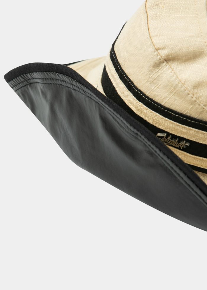 Half-Opened Linen Hat in Ecru - Image 4