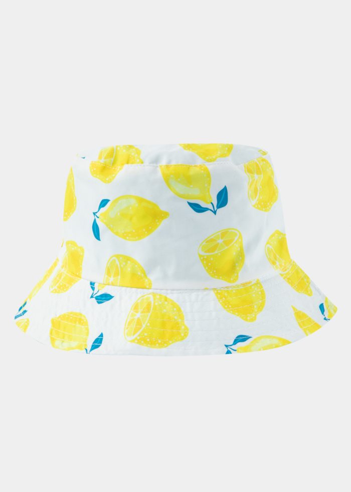 Double-Faced Bucket Hat Lemons Pattern & Baby Blue - Image 3
