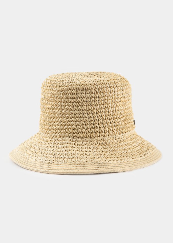 Beige Bucket Style Ball Straw Hat - Image 2
