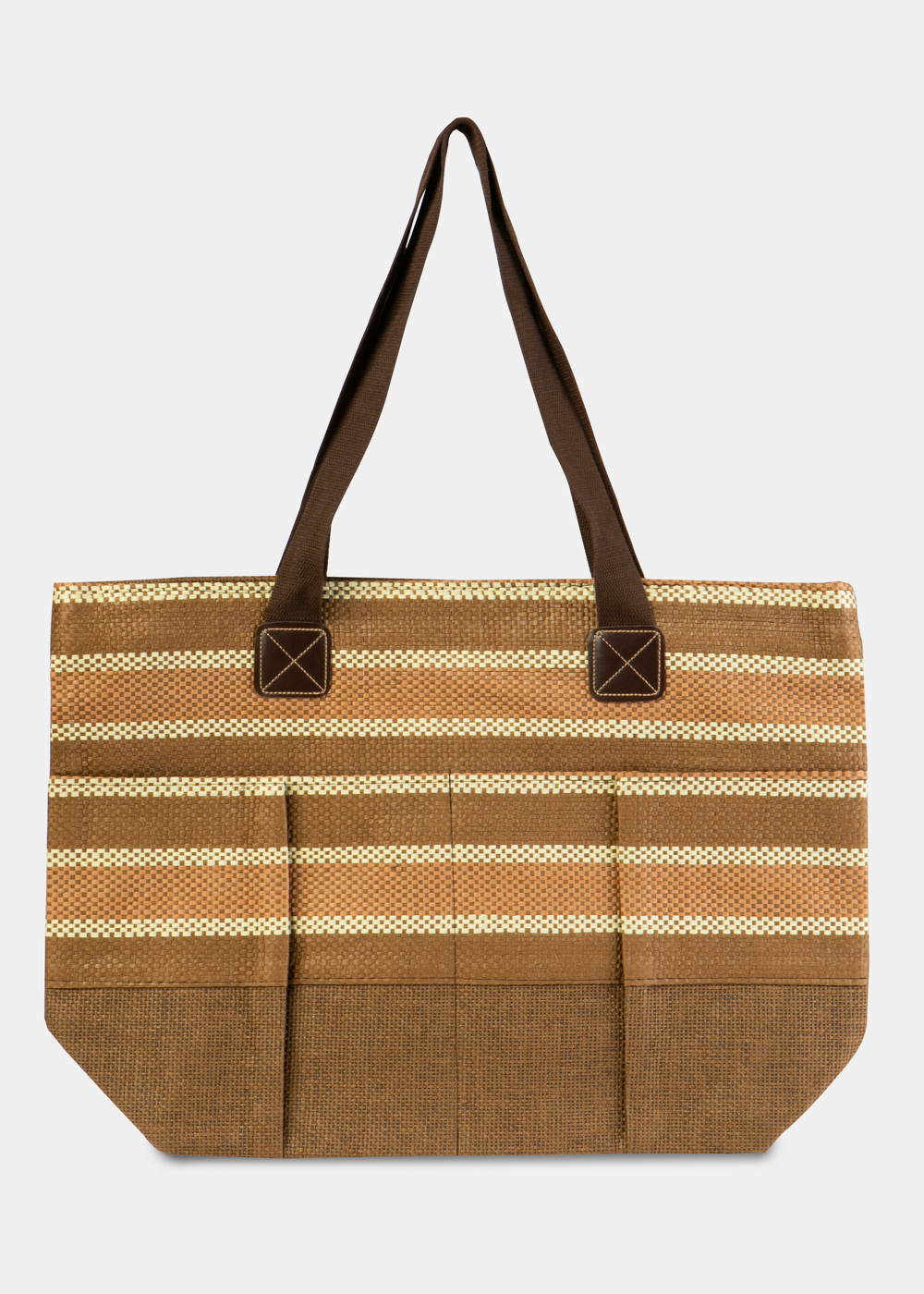 Brown Striped Beach Bag Brown Striped Beach Bag - Image 1