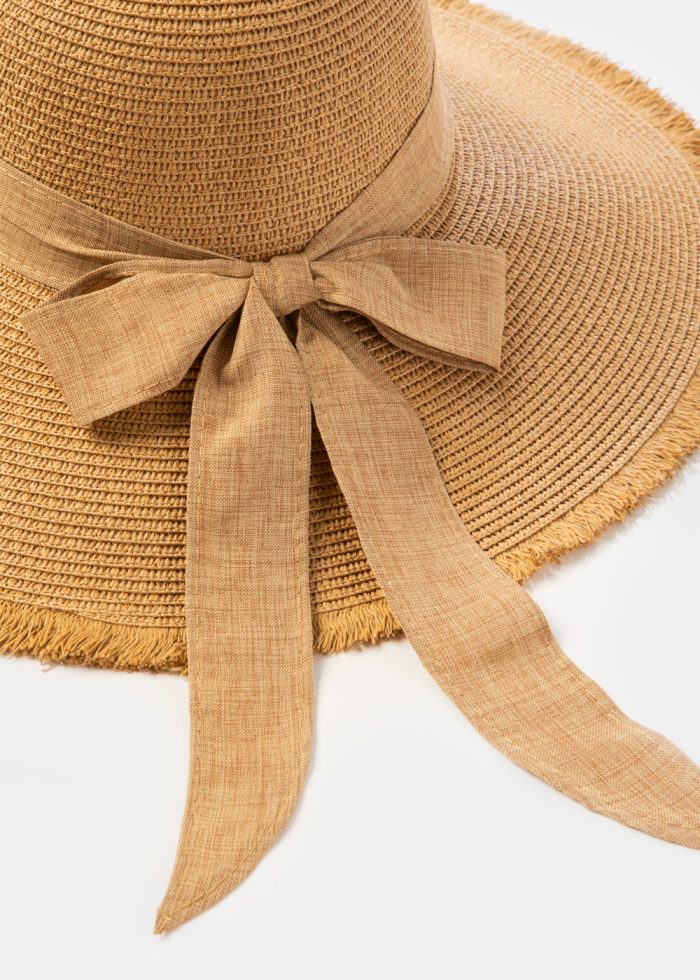 Brown "Chalkidiki" Straw Hat w/ Brown Ribbon - Image 4