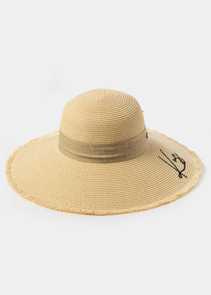 Beige "Kos" Straw Hat w/ Beige Ribbon - Image 2