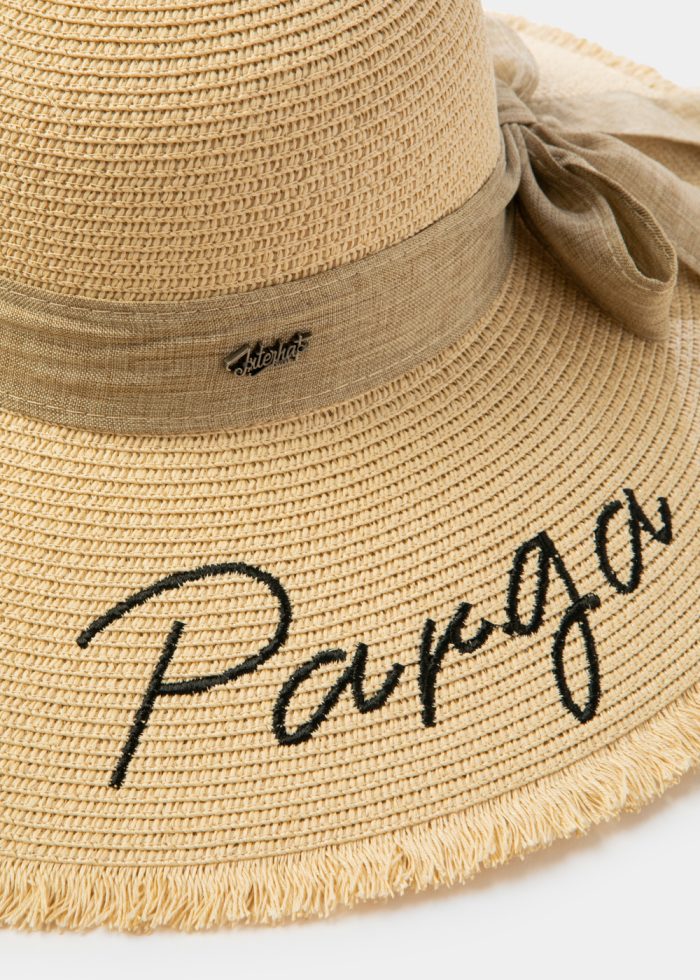 Beige "Parga" Straw Hat w/ Beige Ribbon - Image 3