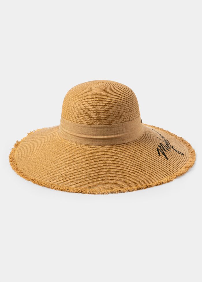 Brown "Mykonos" Straw Hat w/ Brown Ribbon - Image 2