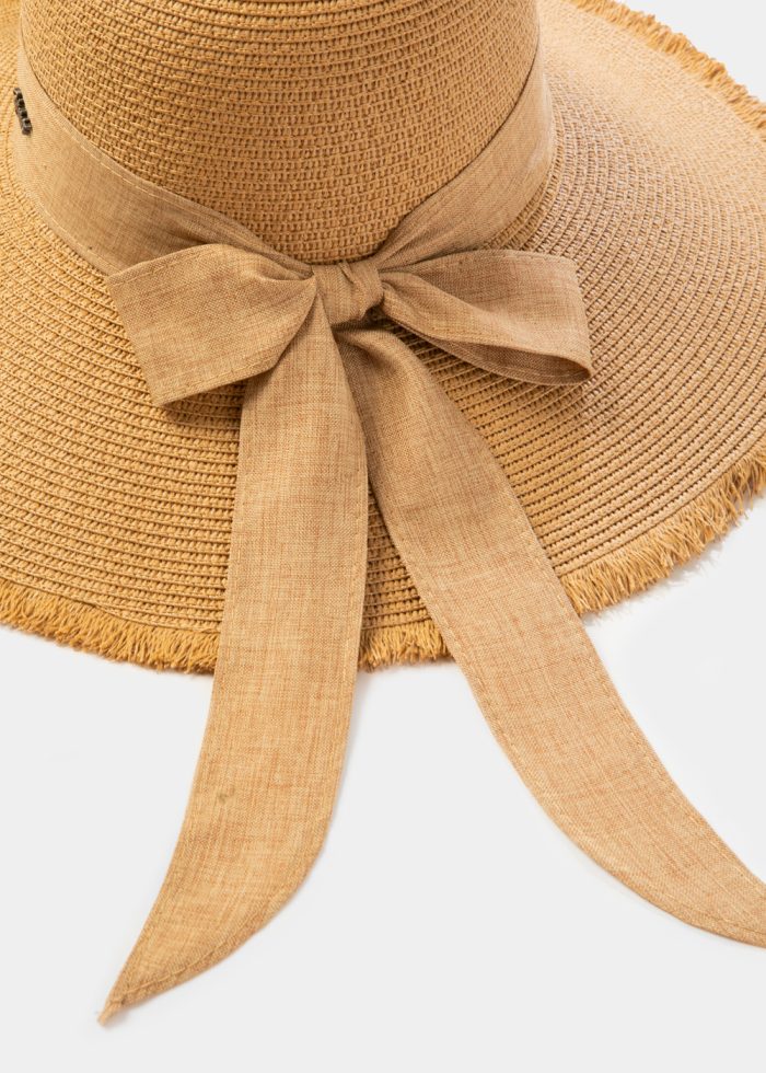 Brown "Mykonos" Straw Hat w/ Brown Ribbon - Image 4