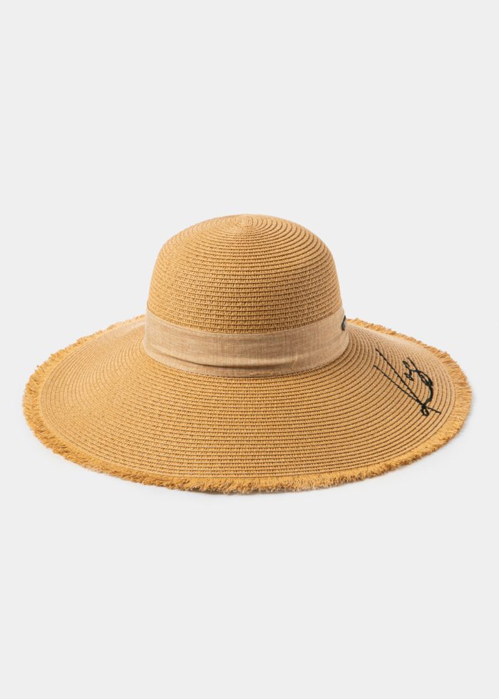 Brown "Kos" Straw Hat w/ Brown Ribbon - Image 2